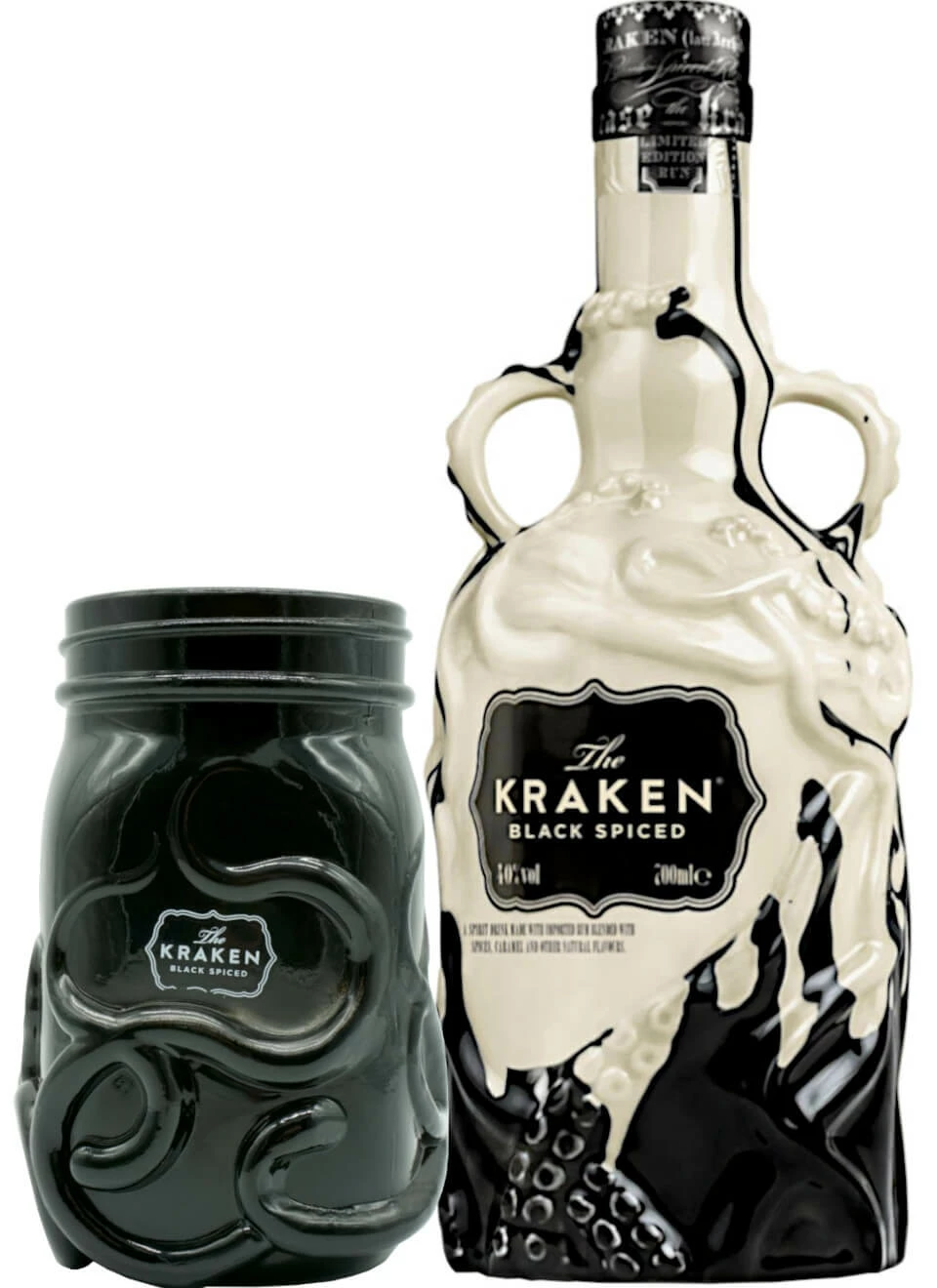 Kraken Spiced Black & White Keramik Bottle 0,7 Liter Mit Glas 3 Kraken Spiced Black & White Keramik Bottle 0,7 Liter Mit Glas