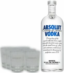 Absolut Vodka 1l Mit 6 Shotgläsern