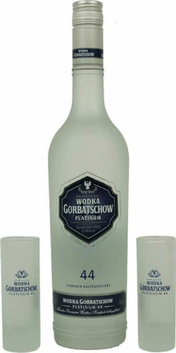 Wodka Gorbatschow Platinum 0,7 Liter Mit 2 Gläsern