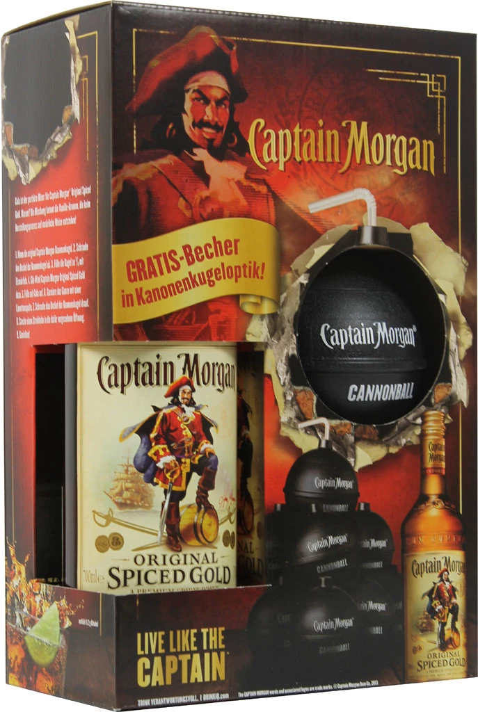 Captain Morgan Spiced Gold Mit Trinkbecher In Kanonenkugeloptik 3 Captain Morgan Spiced Gold Mit Trinkbecher In Kanonenkugeloptik